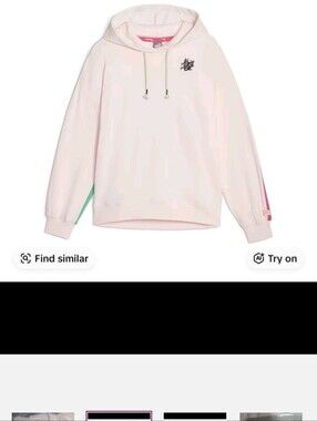 Puma Light Pink Hoodie with Teal and Hot Pink Sleeve Panels Beautiful Hoodie